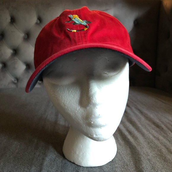 Rio Del M Accessories - Red Rio Del Mar embroidered iguana / lizard golf hat